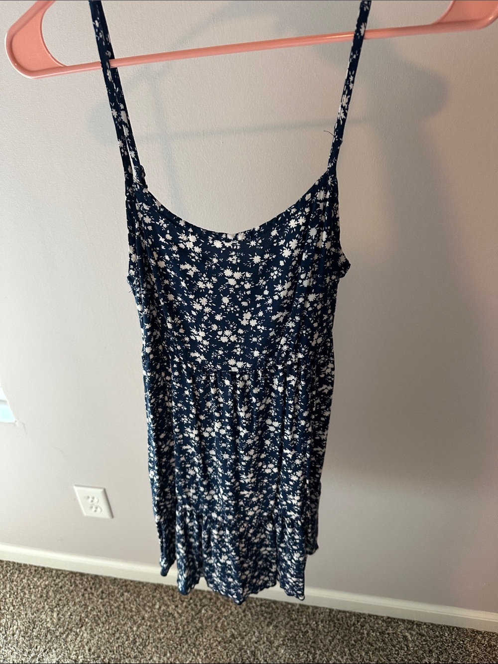 Altar'd State Navy and White Floral Spaghetti Strap Dress